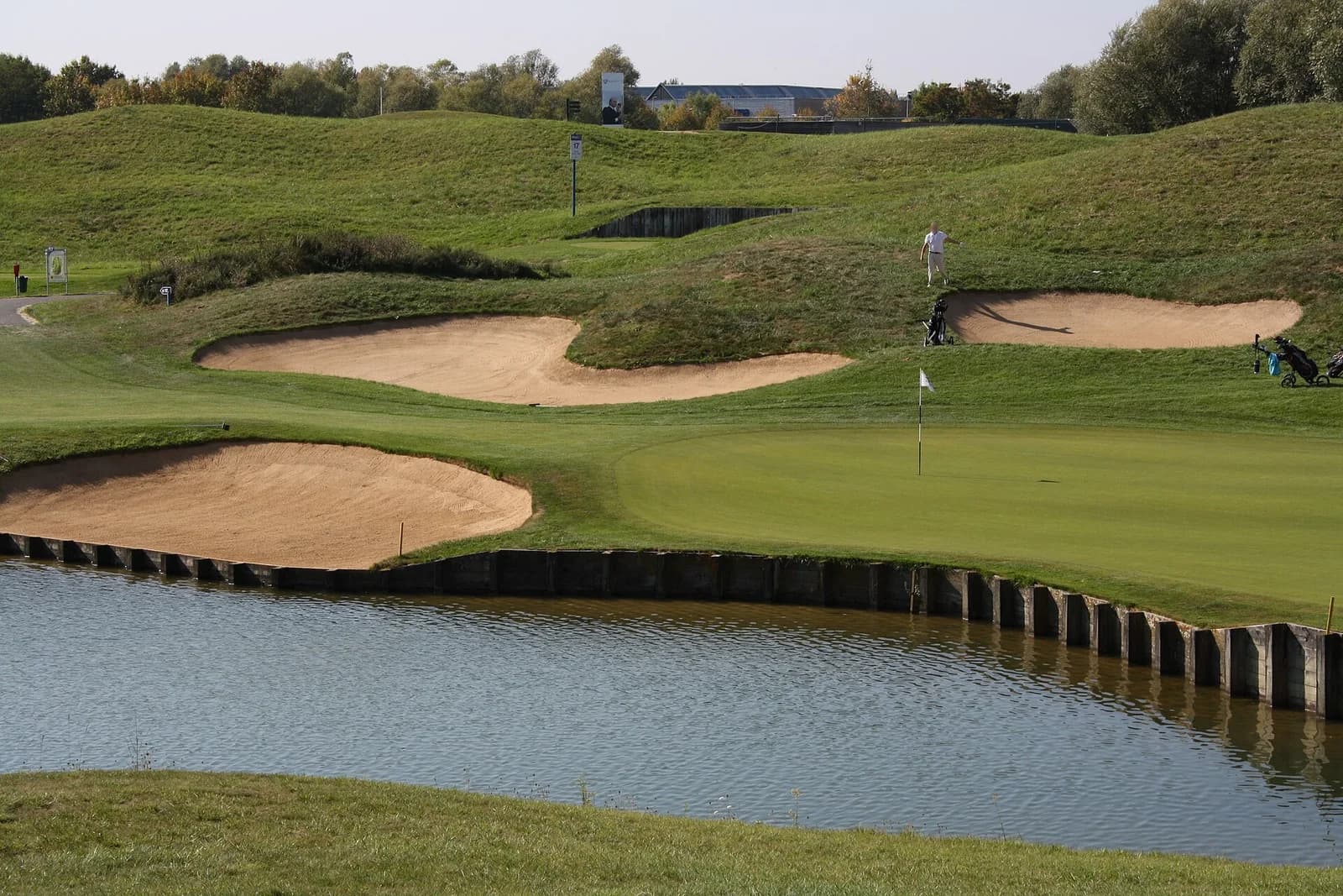 The Albatros course at Le Golf National across water and sculpted fairways