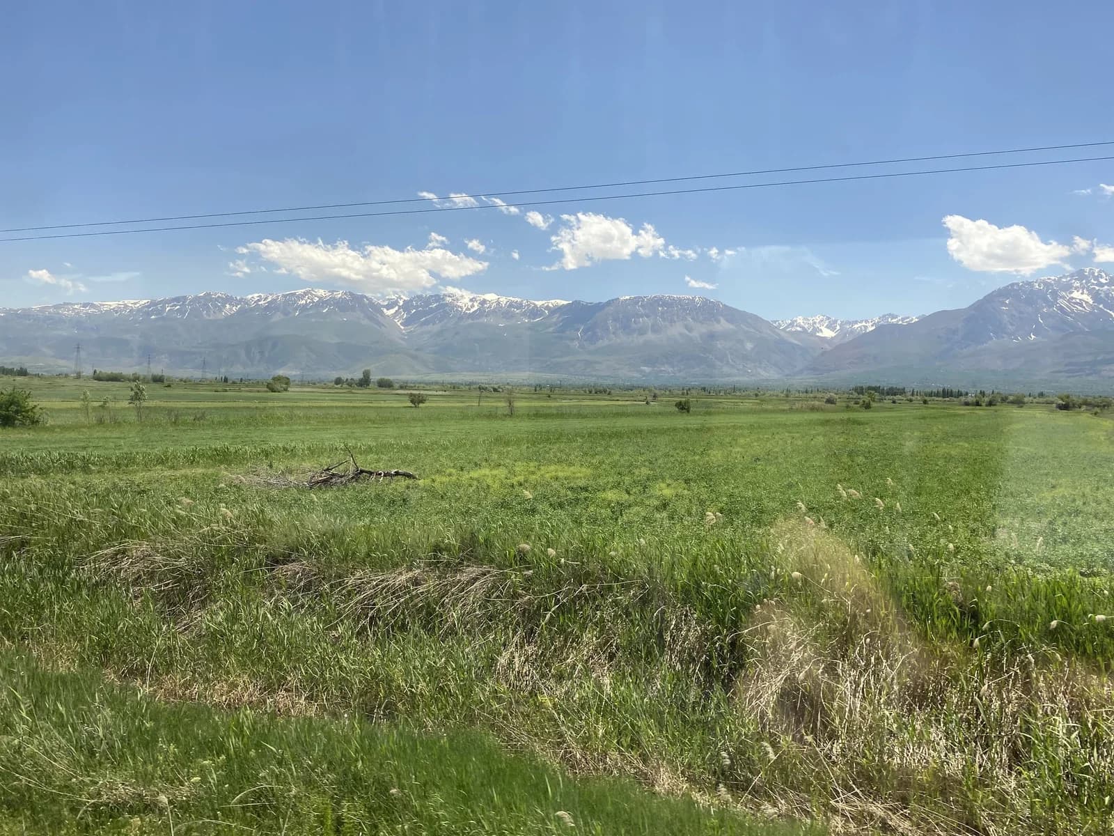 Snowy mountains viewed from the Eastern Express near Erzurum